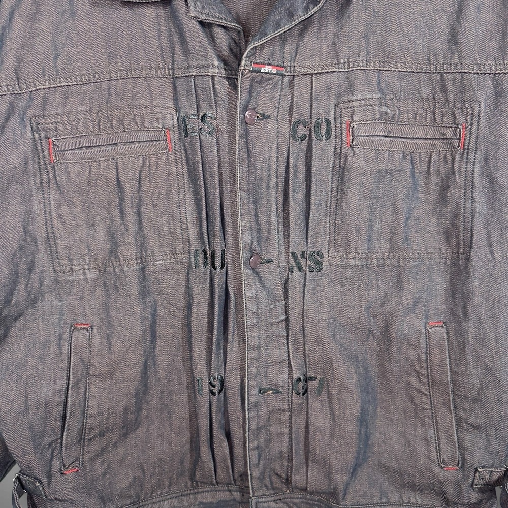 Willie Esco DUNS Jacket Mens 3XL XXXL Brown Denim Utility Baggy‎ Coat Y2K - Picture 5 of 14